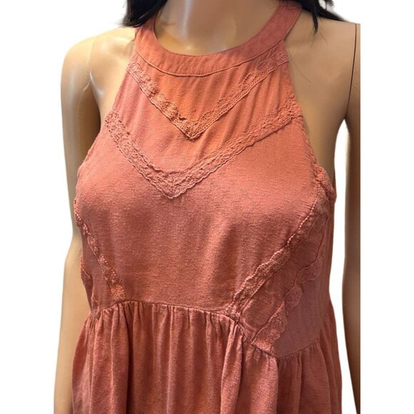 (6 for $25)Eyeshadow Boho Sleeveless Halter Peplum Babydoll Top size small - Picture 4 of 8